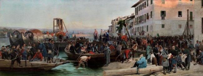 Lo sbarco dei cacciatori delle Alpi a Sesto Calende il 23 Maggio del 1859